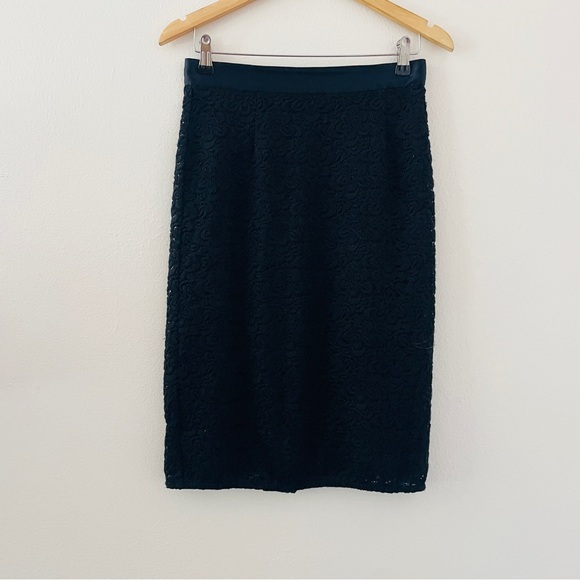 Dolce & Gabbana Black Wool Blend Lace Pencil Midi Skirt - Pearl Detail - Picture 1 of 5